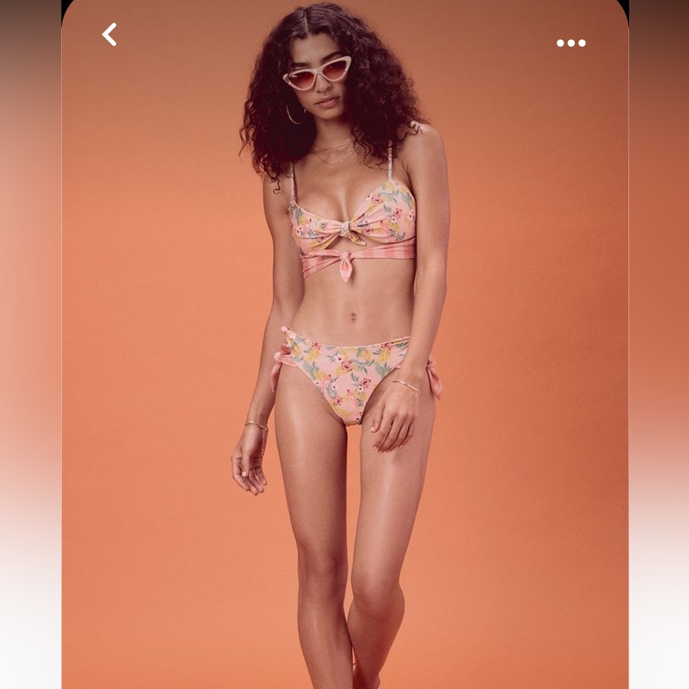For Love And Lemons Floral Bikini - Pink and Yellow